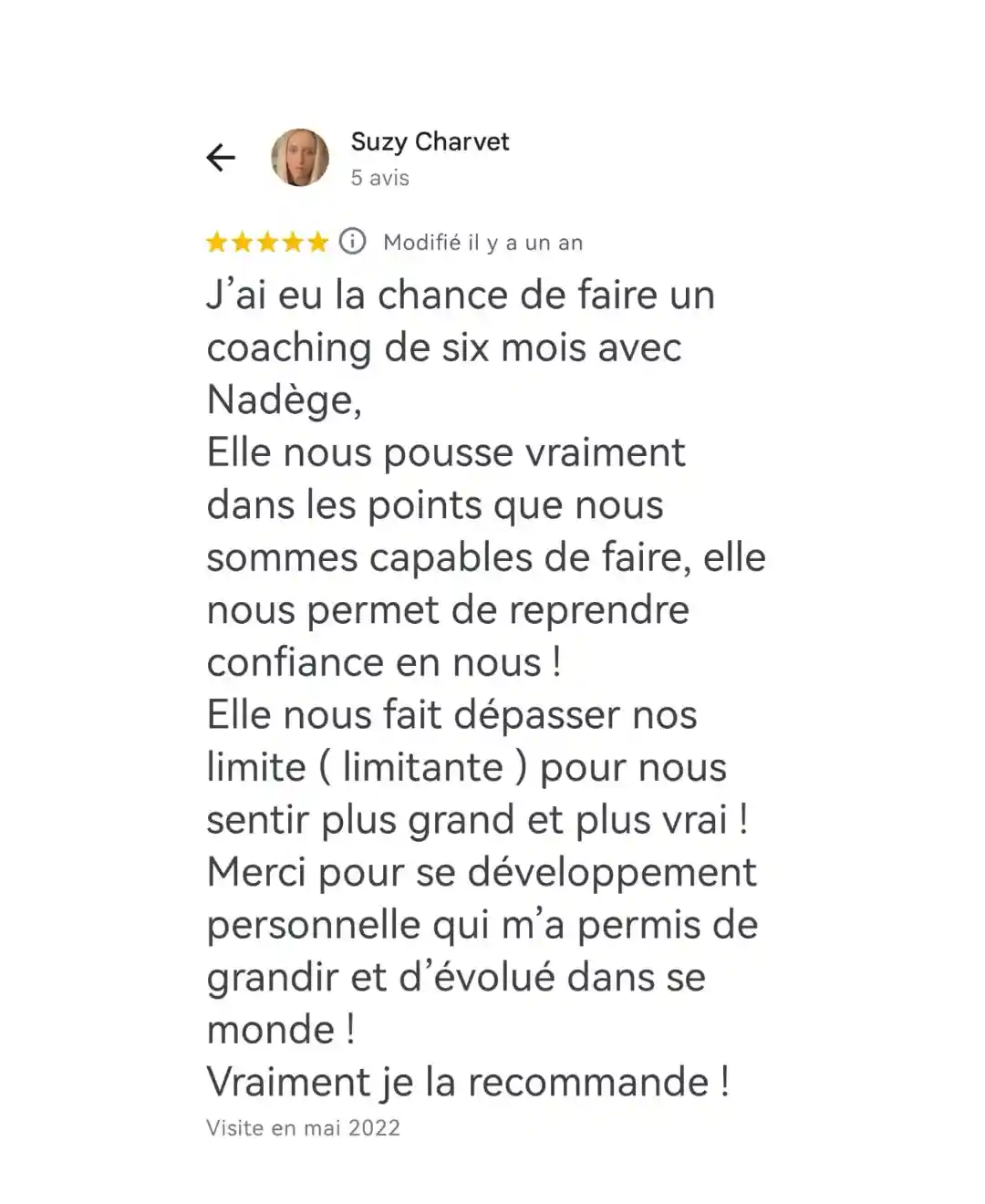 Suzy Charvet témoigne de sa collaboration avec Nadège